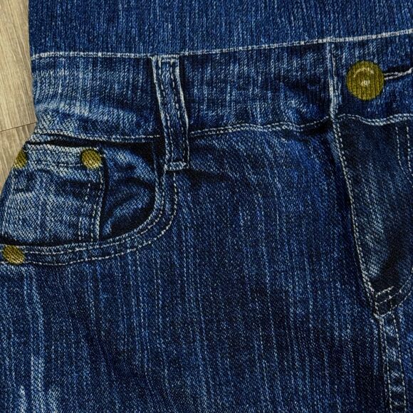 Capri High Waist Jegging Faux Blue Fade Jeans Leggings Small Lightweight Stretch - Picture 4 of 4